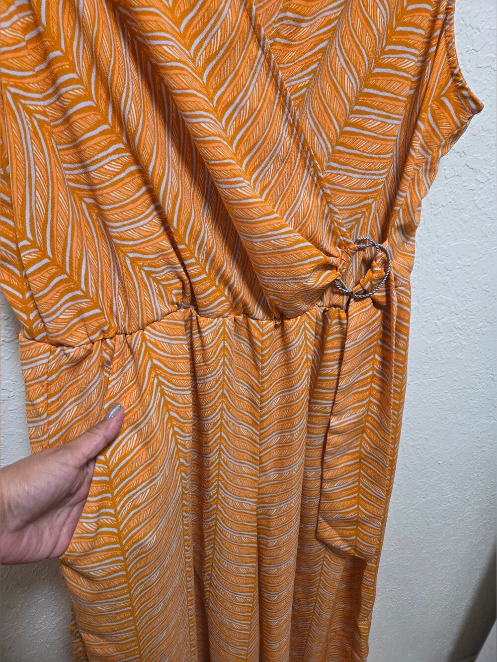 Sleeveless Orange Wide-Leg Wrap Jumpsuit - Picture 4 of 5